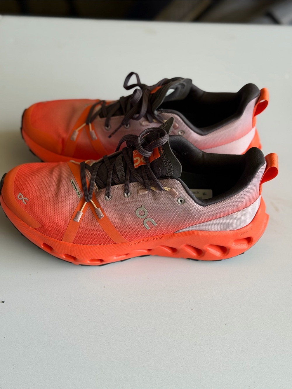 On Running Women's Bright Coral/Gray Cloudsurfer Athletic Shoes